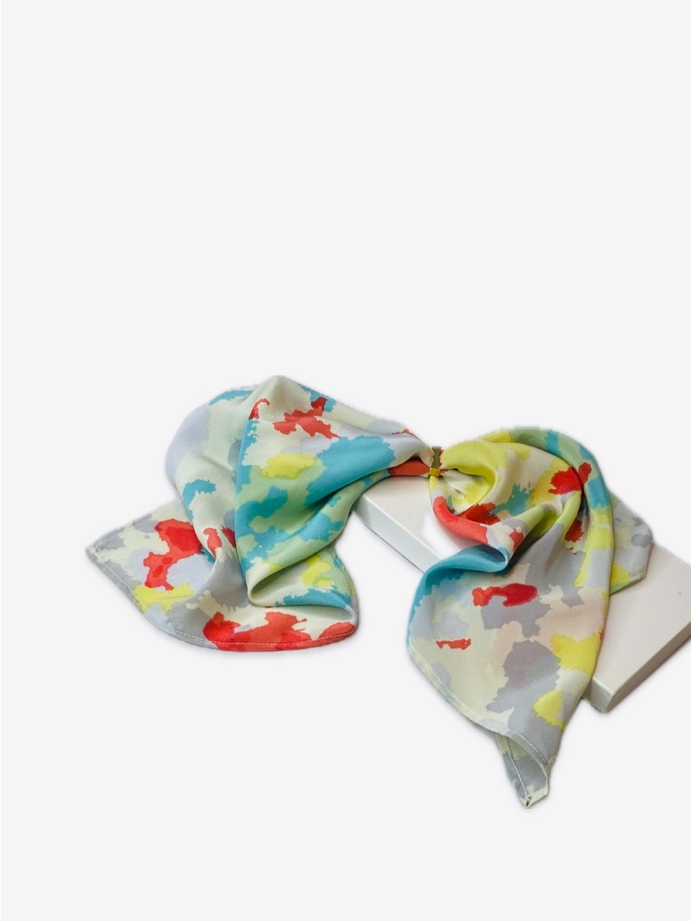 NWT SILKLETTE Spotted 100% Fine Silk Kerchief Scarf RED/YELLOW/BLUE